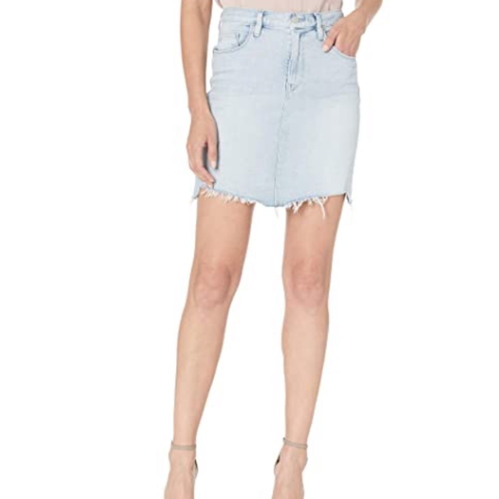 Hudson Lulu Light Wash Frayed Hem Mini Skirt 34
